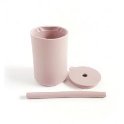 Szilikon pohár szívószállal /rózsaszín/ 200 ml